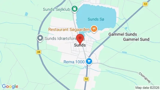 Butikslokaler til salg i Sunds - kort over placeringen