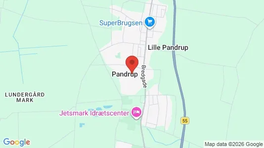 Butikslokaler til salg i Pandrup - kort over placeringen
