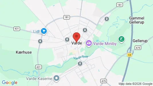 Butikslokaler til salg i Varde - kort over placeringen