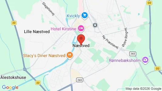 Butikslokaler til salg i Næstved - kort over placeringen