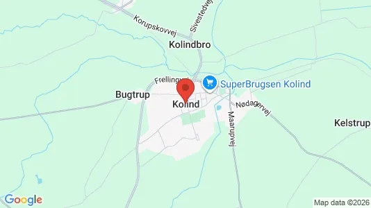 Erhvervsgrunde til salg i Kolind - kort over placeringen