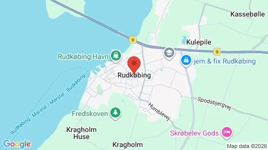 Butikslokaler til salg i Rudkøbing - kort over placeringen