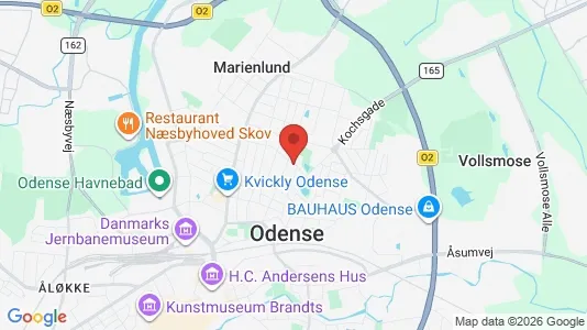 Butikslokaler til salg i Odense C - kort over placeringen