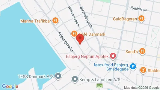 Boligudlejningsejendomme til salg i Esbjerg Centrum - kort over placeringen