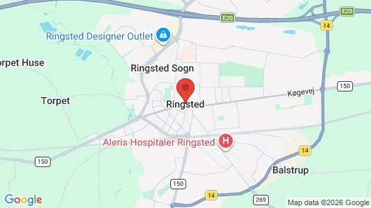 Butikslokaler til salg i Ringsted - kort over placeringen