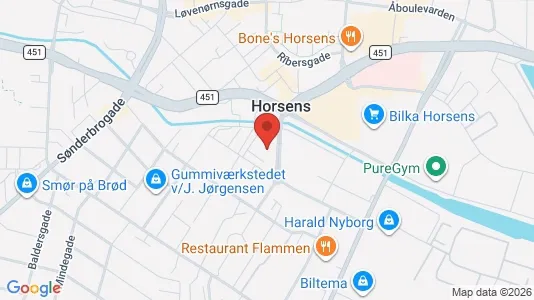 Kontorlokaler til salg i Horsens - kort over placeringen