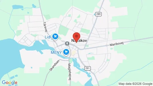 Butikslokaler til salg i Nakskov - kort over placeringen