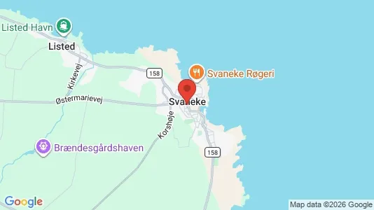 Butikslokaler til salg i Svaneke - kort over placeringen