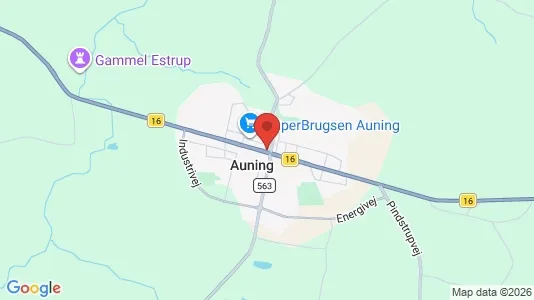 Kontorlokaler til salg i Auning - kort over placeringen