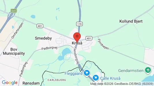Erhvervslejemål til salg i Kruså - kort over placeringen