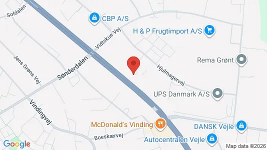 Kontorlokaler til salg i Vejle Centrum - kort over placeringen