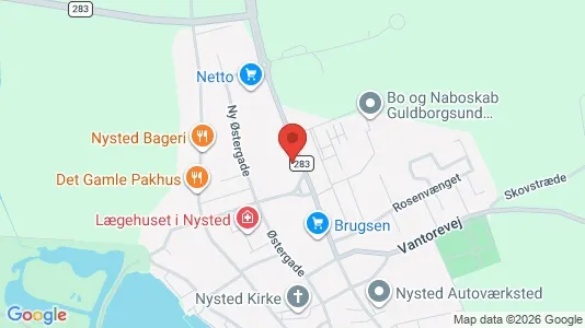 Erhvervslejemål til salg i Nysted - kort over placeringen