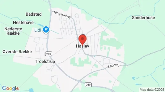 Hoteller til salg i Haslev - kort over placeringen