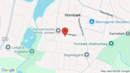 Erhvervslejemål til salg i Hornbæk - kort over placeringen