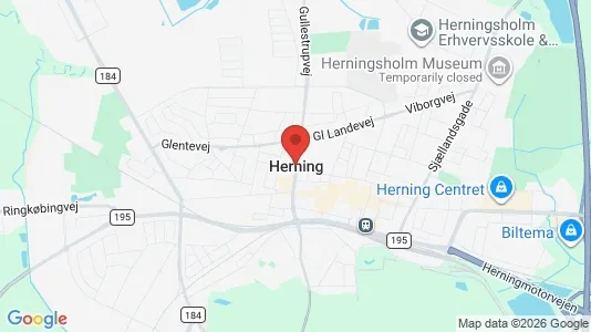 Butikslokaler til salg i Herning - kort over placeringen